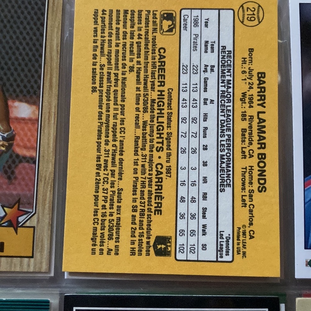 Barry bonds card.